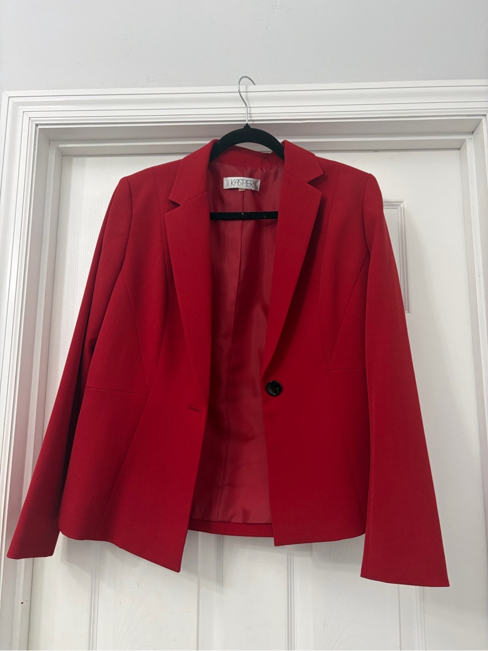 Kasper Vibrant Red One-Button Tailored Blazer